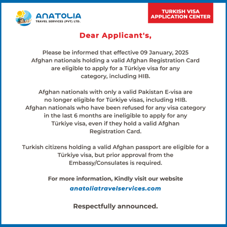 Türkiye Revises Visa Rules for Afghan Nationals